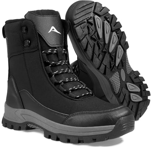 FUDYNMALC Mens Hiking Boots Waterproof: Lightweight Mid Ankle Work Boots Non-Slip Outdoor Shoes for Trekking Walking, Black, Size 11.5