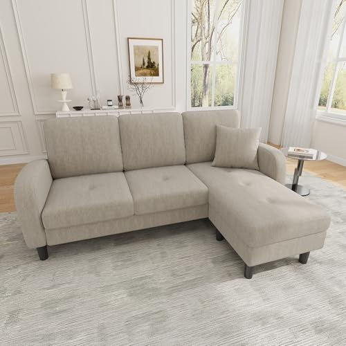 Lexiou 166 x 118 x 77 cm, sofá esquinero en forma de L con chaise longue, sofá de 3 plazas, tejido de cuerda, patas de plástico, diseño modular, ideal para salón, apartamentos y oficinas