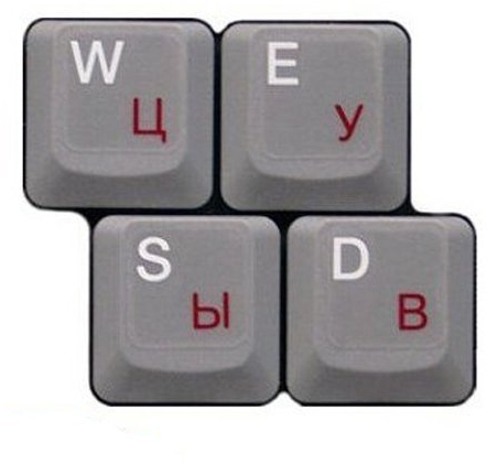 HQRP Russian Cyrillic Laminated Keyboard Stickers with Red Lettering on Transparent Background for PC Desktop Laptop Notebook
