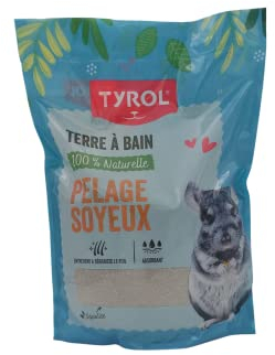 Tyrol | Chinchilla Sand und Hamster Sandbad| Einstreu für Hamster und kleine Nagetiere| Mineralerde für seidiges Fell| Hält das Fell der Chinchilla sauber| Hygiene & Wohlbefinden für Nagetiere| 3 Kg