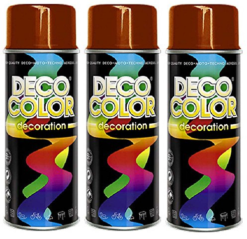 DECO COLOR 3er Sparpack DC Lackspray glänzend 400ml nach RAL freie Farbauswahl (3 Dosen in rubinrot glanz RAL 3003)