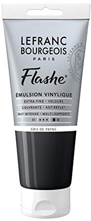 Lefranc Bourgeois 300581 Flashe Acrylfarbe & Vinylfarbe, hochpigmentiert, elastisch, lichtecht, alterungsbeständig, matt, für den Innen- & Außenbereich, 80ml Tube - Paynesgrau