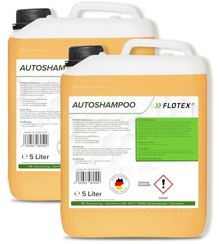 Flotex - Shampooing concentré pour voiture dans un bidon pratique de 2 x 5 l | Shampooing de voiture pour nettoyeur haute pression | Nettoyant de voiture pour voiture, camion, camping-car et moto