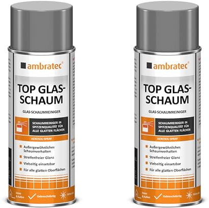 2 Dosen Ambratec Top Glas-Schaum Schaumreiniger in Spitzenqualität für Glasflächen Fahrzeugscheiben Spiegel Chrom-Amaturen Metalloberflächen Fliesen Kunststoffoberflächen