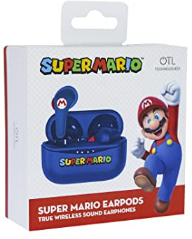 OTL Technologies Bluetooth-Kopfhörer V5.0 Super Mario mit Ladebox, Blau