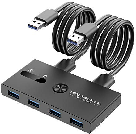 Gkhowiu Commutateur USB 3.0 Station d' KVM 2 en 4 Sorties Partage D'Imprimante Adaptateur de Moniteur de PéRiphéRique KVM