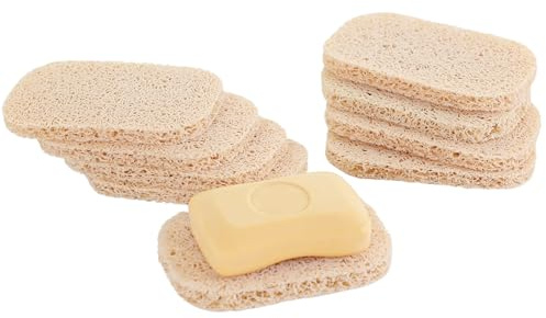 Snowkingdom 8 Pack Beige Soap Saver Holder for Bar Soap Draining Lift Pad 2.9 x 4.5 PVC Non-BPA Non Slip Durable