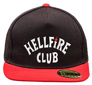 BroiderStudio The Hawkins High Hellfire Club Nero/Rosso Cappello Piatto con Visiera Aggiustabile Snapback Unisex Originale Ricamato Cappello Logo Urbano