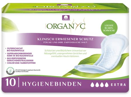 Organyc Damenbinden bei Blasenleckage aus 100% zertifizierter Bio-Baumwolle – 24 Stück – Hautfreundlicher, klinisch getesteter Schutz für empfindliche Haut
