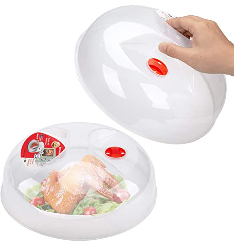 Tapa para Microondas con Ventilación, Cubierta de Microondas de Plástico sin BPA, Tapa para Microondas para la Cocina, Apta para Lavavajillas - Transparente, 29 cm