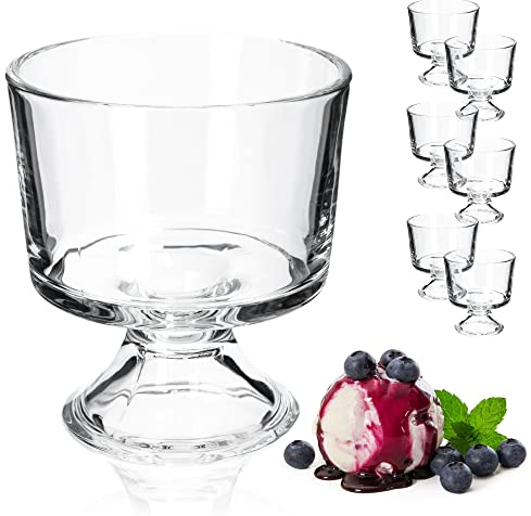 KADAX Coupes à Glace de 280 ml, Élégantes Coupes à Dessert en Verre Transparent, Idéales pour Servir des Glaces, Sorbets et Puddings (Lot de 6)