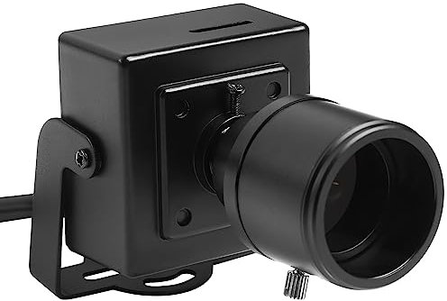 REVODATA 5MP Mini Cámara, 2.8-12mm Zoom Manual, Pequeña Casa Interior PoE Cámara de Vigilancia, Detección de Movimiento Inteligente, Funciona con Tarjeta SD/NVR, hasta 256GB Tarjeta TF (I712-P-TS-SD)