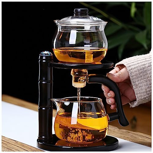 Kungfu Magic Tea Set Teiera magnetica in vetro semi-automatico con guida dell'acqua teiera magnetica con infusore in vetro resistente al calore Magic Tea Pot Magic Tea Set perfetto per regali di festa