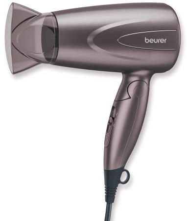 Beurer HC17 Hairdryer, Lightweight Hairdryer with Folding Function, 2 Heat & Blower Settings, 1300 Watts, Overheating Protection & Professional Nozzle, Foldable Handle for Travelling, Purple