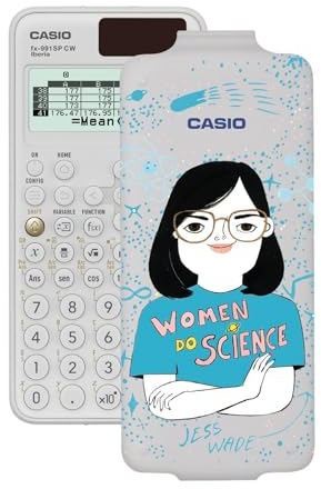 Casio FX-991SP CW, Scientific Calculator with Jess Wade illustrated by Coco Escribano, Recommended for Spanish and Portuguese Curriculum, 5 Languages, 560+ Functions, Solar, White