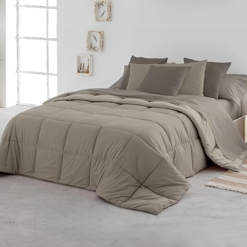 SOMNI HOME Edredon Nordico Bicolor Cama 180 cm Tacto Plumón. Duvet Nórdico. Reversible Cálido Suave Ligero. Cama Matrimonio. Calidad 400 gr. Color Beige - Arena 270x260