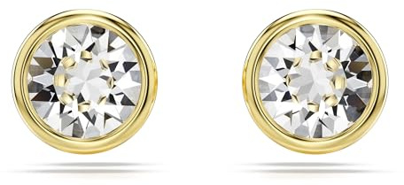 Swarovski Pendientes de botón Imber, Talla redonda, Blancos, Baño tono oro