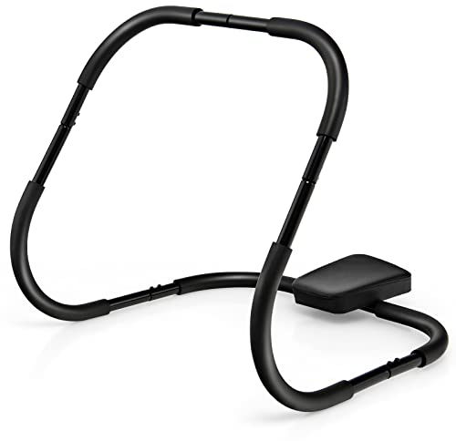KOMFOTTEU Bauchtrainer Bauchmuskeltrainer, AB Roller Trainer mit gepolsterter Kopfstütze, Rückentrainer Bauchtraining aus Stahl, Crunch Hilfe Trainingsgerät für Zuhause (Schwarz)