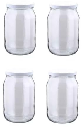 MIKONI 1 700 ml väckningsburkar gurkburk, konserveringsburkar, lock, konserveringsburkar, glasburkar, glasburkar, runda glas, vitt lock (4)