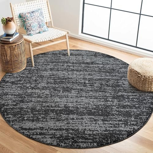 SANAT Oslo Teppich für das Wohnzimmer - Teppich mit modernem Design, Geeignet für Wohnzimmer, Flur, Esszimmer, Schlafzimmer, Küche und Kinderzimmer - Schwarz, Größe: 200 cm Rund