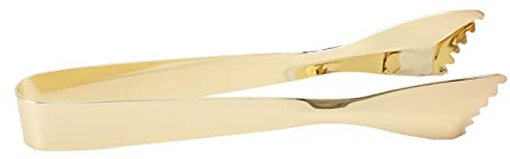 Chazcool Ice Tongs, Gold Tongs for Serving Food, Stainless Steel Serving Tong Sugar Cubes Tongs, Ice Cube Tong for Camping Barbecue Salad Desserts Frying Party Coffee Bar
