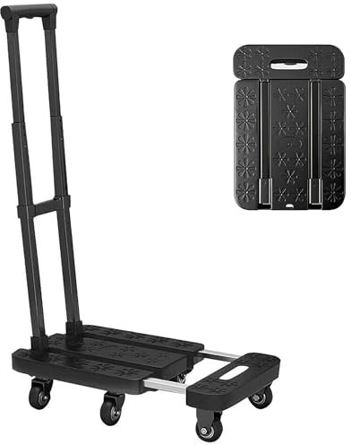 FALANZATH Plattformwagen Erweiterbar,Sackkarren Klappbare mit 6 360° Lenkrollen,Tragkraft 150KG,31x59cm,Transporthilfe Handwagen,Paketwagen Klappwagen,Transportwagen Plattenwagen