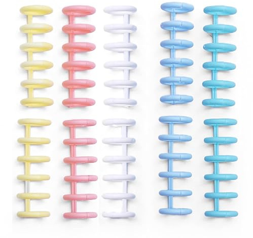 10PCS Binding Spine Combs 6 Holes Plastic Loose Leaf Binder Album Rings for DIY Notebook Photo Album Diary Book Calendar Binder Rings Study Card Scrapbook Booklet 12mm/0.5in Spine Diameter 80 Sheet