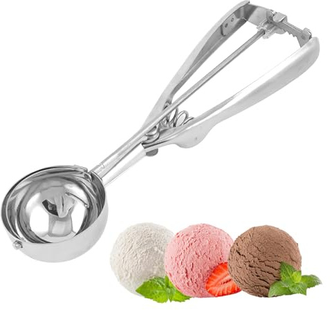 Ice Cream Scoop, Stainless Steel Paper Cupcake Spoon, Biscuit Spoon, Easy to Trigger, Easy to Clean, Uniform Size, Not Easy to Strain Hands, Suitable for Fruits, Melon Balls, Baked Products