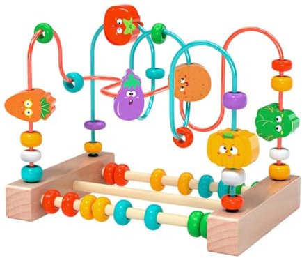 Laberinto de Cuentas de Madera, Juguete con Rodillo de Cuentas, Razonamiento, Matemáticas, Regalo de año Nuevo, Coordinación Mano-Ojo, Juguet, Fruta