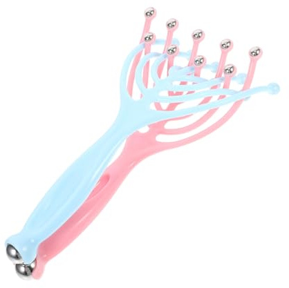 Healeved Massaggiatore Manuale per Testa 9 Artigli per Massaggio del Capelluto e Spalle, 2 Pezzi in Pp Palline di Acciaio per Rilassamento e Sollievo dallo Stress