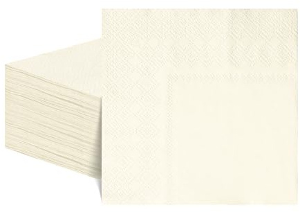 60 Pcs Cream Paper Napkins 5 Inch, 2 Ply Cream Cocktail Napkins | Disposable Party Paper Serviettes for Thanksgiving Wedding Birthday Baby Shower Bridal Shower
