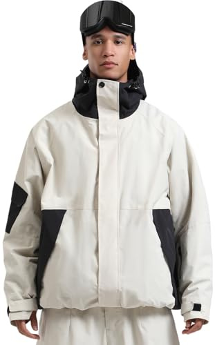 GSOU SNOW Uomo Donna Giacca Da Sci Baggy Snowboard Giacca - Multi Tasche Unisex Impermeabile a Prova Di Vento Traspirante Cappuccio Caldo