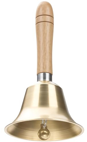 Handglocke, Metall Glocken mit Holzgriff, Tischglocke Klassisch Handglockes, Weihnachtsglocke Griff, Messing Gold-Handglocke für Schule Tischklingel, Hochzeit, Tiertraining, Feiertagsdekoration