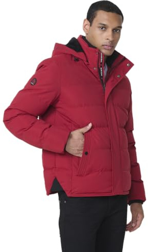 Koroshi Chaqueta cazadora acolchada tipo plumífero hombre, de color ROJO/RED, Talla S