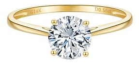 LynChoe 0.5 to 2 Carat IGI Certified LAB Grown Diamond Engagement Rings for Women, Round Cut Solitaire Anniversary Wedding Promise Bridal Rings Jewelry Gift for Her, D-F Color, VVS1-VS1 Clarity (0.5 Carat, White Diamond, 8, 14k Yellow Gold)