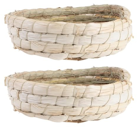PLAFOPE Nido per Piccioni Intrecciato in Paglia Naturale 2 Pezzi Base Piatta, Materiali Naturali e Eccellente Calore, per Incubazione e Gabbia Nido