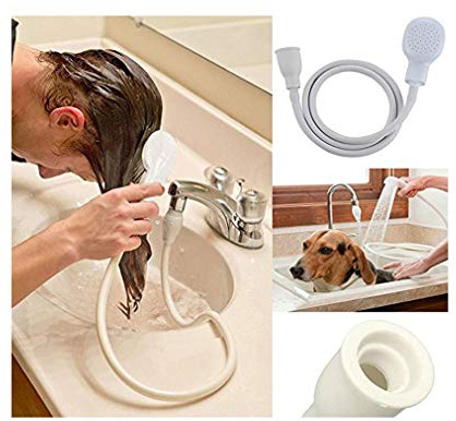 Shine Single Tap Shower Spray Hose Bath Tub Sink Spray Attachment Head Washing Indoors, PVC, White, Pack of 1