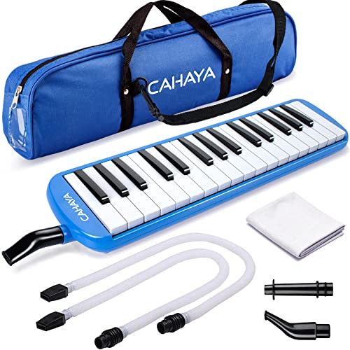 CAHAYA 32 Tasten Melodica für Kinder Melodica Instrument mit Tragetasche geeignet für Anfänger Studenten, musikalisches Geschenk für Jungen und Mädchen, Blau CY0050-2
