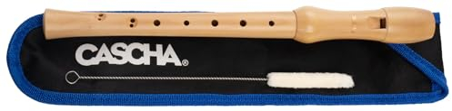 Cascha Holzblockflöte barocke Griffweise I C Sopran Blockflöte I Ahornflöte mit Tasche Flötenwischer und Korkfett I Spielerisch lernen - Sopran Flöte für Einsteiger und Kinder ab 6 Jahren HH 2130