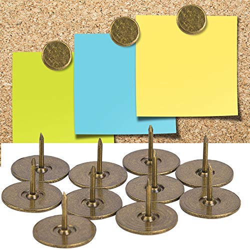 HEEPDD 100 Pezzi Chiodo per tappezzeria, Spille per Unghie di mobili antichi Rotondi a Testa Piatta in Ferro Bronzo Ciano Chiodi per tappezzeria antichi assortimento Testa Grande(Diameter 19mm)