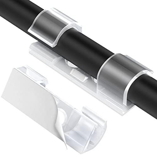AGPTEK 70 Clips para Cables Adhesivos, Grapas de Pared para Cables Eléctricos con Adhesivo, Fijación de Cables Autoadhesivos, Soporte de Cable Organizador de Cables USB para TV/Coche, PC/Oficina/Hogar
