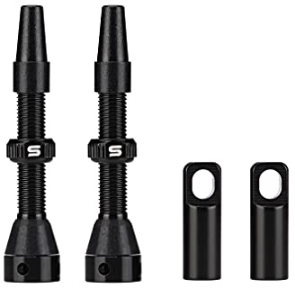 Tige de Valve Presta Tubeless, tiges en Alliage d'aluminium avec Outil de Suppression de Noyau de Valeur et Capuchons adaptés à la Plupart des Jantes tubeless de vélo (Noir, 40 mm) (Black, 44mm)