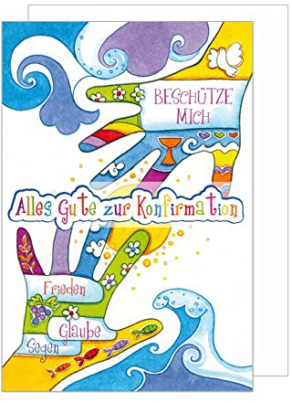 Edition Seidel Premium Glückwunschkarte zur Konfirmation mit Umschlag. Konfirmationskarte Karte Grusskarte bunte Hände Junge Mädchen (KF298 SW022)