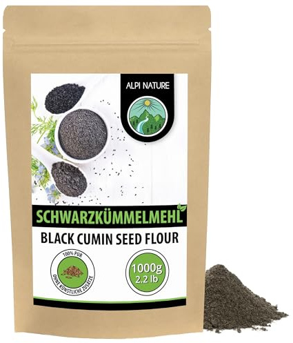 Svart kummin mald (1 kg), svartkumminpulver, svartkumminmjöl, 100% naturlig, utan tillsatser, svartkumminpulver