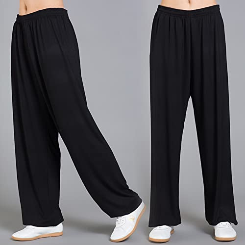 MXRFACTory Homme Femme Pantalon de Tai Chi Modal Coton Arts Martiaux Traditionnels Chinois Taichi Wing Chun Harem Pantalon Cordon élastique Doux et Respirant Loisirs Pantalon de Sport,004,S