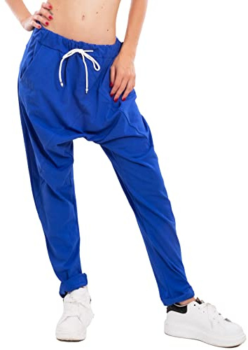 Toocool Pantalon femme gazeuses Combinaison Cheval Bas Turc Harem Sarouel MS-50216, bleu électrique, Taille unique