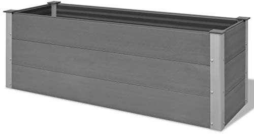 BULANED Garten-Hochbeet, Pflanzkübel, Kräuterbeet, Hochbeete-kit, Schneckenzaun, Pflanztrog, Pflanzgefäße, Pflanzfolie Für Hochbeet,Teichbecken, WPC 150 x 50 x 54 cm Grau