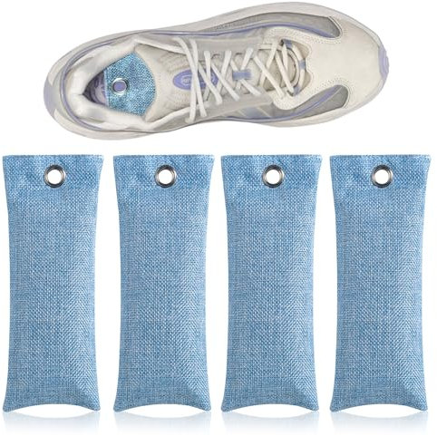4 Pcs Deodorante Per Scarpe,Sacchetti Di Bambù Per La Purificazione Dell'aria,Carbone Di Bambù Attivo Antiodore Per Scarpe 4 X 75g,Per Da Ginnastica Elimina I Cattivi Odori (Blu)