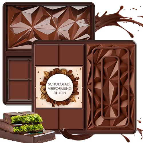 Naturas Bouqutis Schokoladenform Silikon Tief, 2 Stück Silikonform Schokolade Kit, Schokoladen Silikonform, Form Chocolate Set, Silikonformen Schokoladentafel für Herstellung Schokolade Süßigkeiten