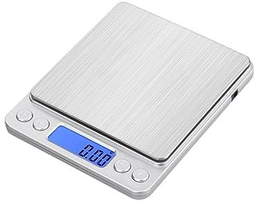MOKLYF Báscula de Cocina Digital alimentada por USB, minibáscula de Bolsillo para Pesar Alimentos, para cocinar y Hornear, báscula electrónica de Alta precisión par(Plata-500g